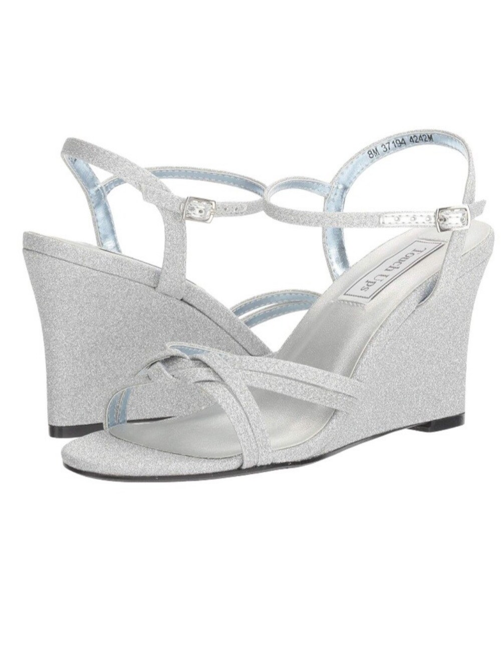 Silver Glitter Wedge Heel Sandals Buffy by Touch Ups 9